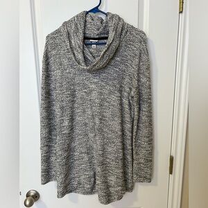 Merona cowl neck tunic sweater, grey and white